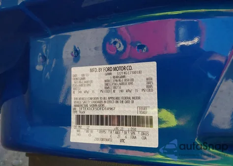 2013 Ford F-150 Stx из США, поврежденный, VIN 1FTFX1CF5DFD14967